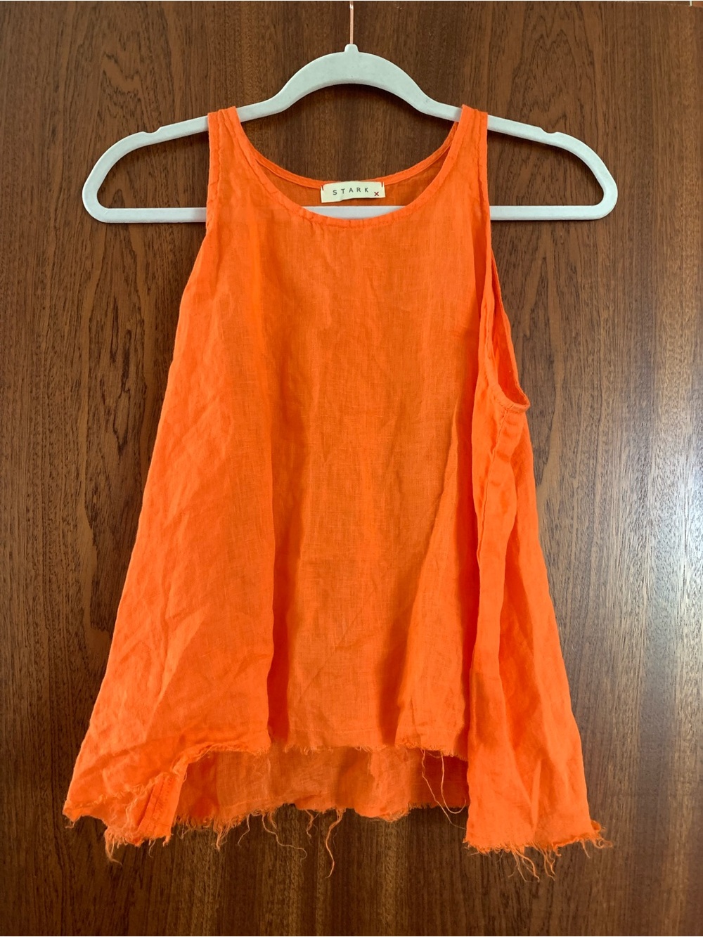 Stark x Bright Orange Linen Tank — Relaxed Swing Fit